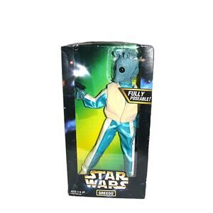 Star Wars Greedo 12-Inch Figure Authentic Outfit Accessories Poseable NWOT Vtg